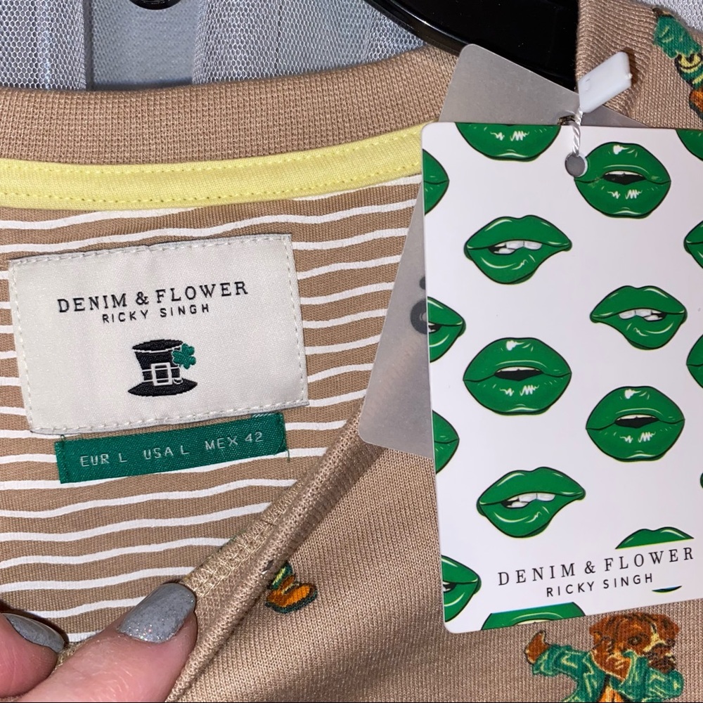 NWT Men’s XL OR L Denim & Flower Ricky Singh 
St. Patrick’s day Dabbing Dog NEW - Picture 3 of 6